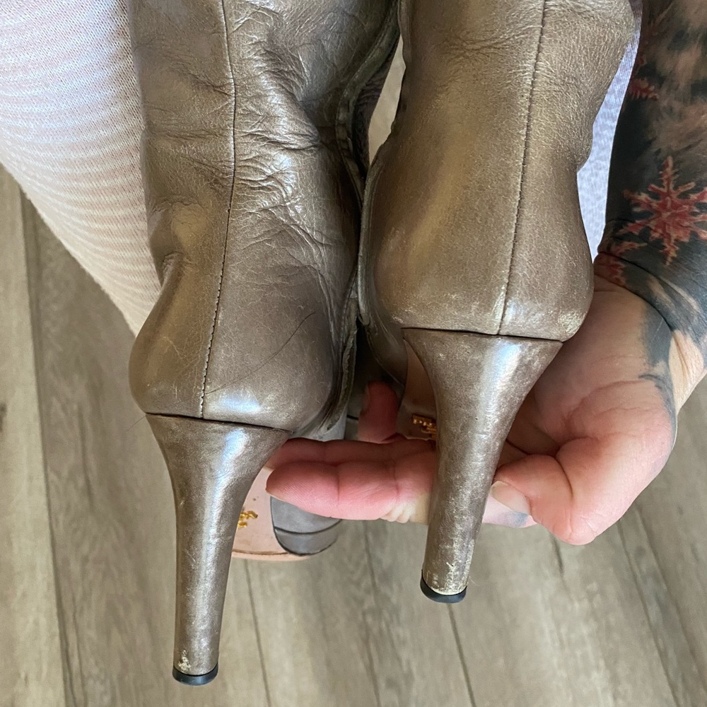 Authentic Grey Taupe Colored Prada Boots - Picture 9 of 10
